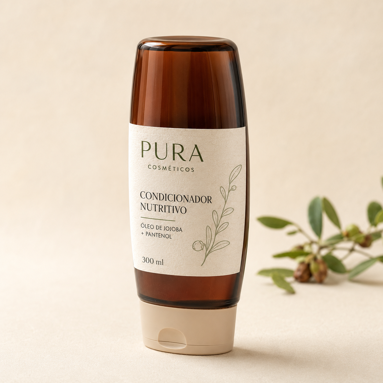 Pura Condicionador Nutritivo com óleo de jojoba e pantenol, embalagem de 300 ml
