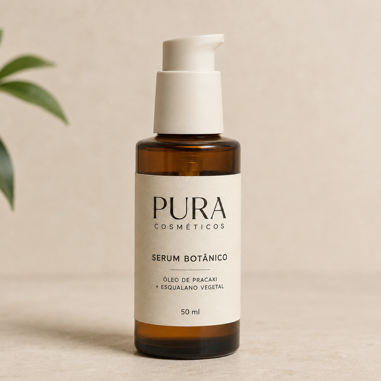 Frasco realista do Pura Sérum Botânico com óleo de pracaxi e esqualano vegetal, 50 ml
